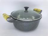 Panela Alumínio Craqueada Alça Madeira Tampa Vidro - 22 Cm - Diviforte