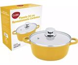 Panela Alumínio Fundido 24cm Antiaderente Revestimento Cerâmico Moderna Econômica Saudável Amarela - Clink
