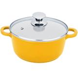 Panela / Assadeira Revestimento Cerâmico - Espessura 5mm - Diâmetro 20cm - Amarela - Cook Max - Clink
