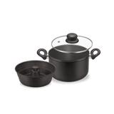 Panela Banho Maria Forma de Pudim Antiaderente Preta 3,7 lts - Dona chefa