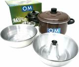 Panela Banho Maria Para Pudim e Alimentos no Vapor Kit 3 em 1 - Epm acessórios