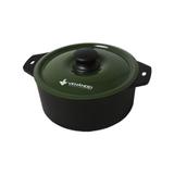 Panela De Ferro Fundido Venâncio 1.35L Tampa Esmaltada Verde/Preta
