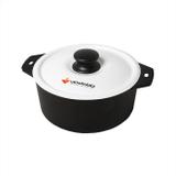 Panela De Ferro Fundido Venâncio 5.35L Tampa Esmaltada Branca/Preta
