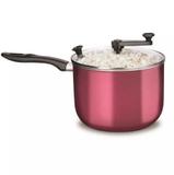 Panela De Pipoca Antiaderente Mta 4,8l Cereja Tampa De Vidro