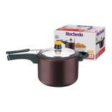 Panela de Pressão Rochedo Turbo Revestida Grená - com fechamento interno 4,5 Litros