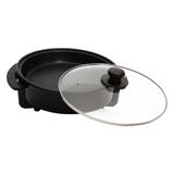 Panela Elétrica Amvox APE 3000 Grill Redonda Antiaderente Multifuncional 30cm 1200W