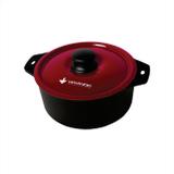 Panela Ferro Fundido Venâncio 4.5L Tampa Esmaltada Vermelha/Preta