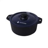 Panela Ferro Fundido Venâncio PFV280TAZ Com Tampa 8.5L Preta E Azul