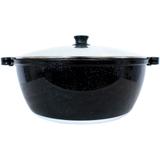 Panela Grande Alumínio Fundido nº 36 12L Preto Pigmentado com Tampa de Vidro - Gulê