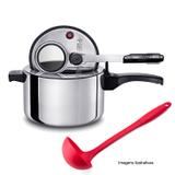 Panela Pressão 3l Polida MTA c/ Concha Nylon Vermelha Weck