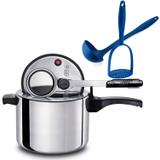 Panela Pressão 4,5 litros MTA E Kit Utensílios Azul Weck
