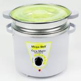 Panela Termocera para depilação Standard 900g - Bivolt Branca Com Verde Limão Com Refil - Mega bell