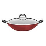 Panela Wok Alumínio Antiaderente 6,1L com Tampa de Vidro Mônaco Tramontina Vermelho