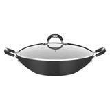 Panela Wok Alumínio com Tampa de Vidro 36 cm Mônaco Preto - Tramontina