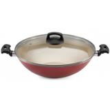 Panela Wok Antiaderente Cereja com Tampa de Vidro Panelux
