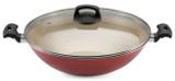 Panela Wok Antiaderente Marrom com Tampa de Vidro 32 AA - Panelux