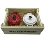 Panelinhas Vermelha, Branco de Porcelana com engradado para presente - Utensilios do chef
