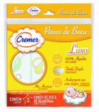 Pano De Boca Luxo Bordado Cremer Pacote Com 3 Unidades Neutro - Neutro - 35x35cm