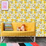 Papel de Parede Adesivo Lavável f0106 Floral Amarelas - Final decor