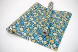 Papel De Parede Adesivo Vinil Floral Bege/Azul 45 Cm X 10 Metros - Filipack adesivos