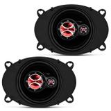 Par Alto Falante 4x6" 100W RMS 4 Ohms Foxer Triaxial Bobina Simples Preto e Vermelho