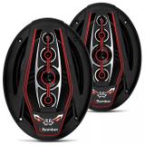 Par Alto Falantes Bomber Bicho Papão 6x9" 350W RMS 4 Ohms Pentaxial Bobina Simples Preto e Vermelho - Prime