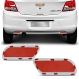 Par Aplique Refletor Para-choque Onix LS 13 14 15 16 Onix Joy 17 18 19 Vermelho Borda Transparente - Serauto