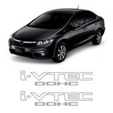 Par de Adesivos Laterais Honda Civic I-vtec Dohc Prata - Sportinox