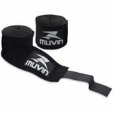 Par De Bandagem Atadura Elástica Muay Thai Boxe Muvin 3 Metros Preta