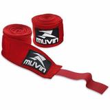 Par De Bandagem Atadura Muay Thai Boxe Muvin 3 Metros Vermelha