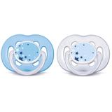 Par de Chupetas Noturnas Meninos Azul Freeflow BFA Free - Ph - Philips avent