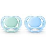Par de Chupetas Ultra Air Lisa 0-6 Meses Menino Azul e Verde - Philips avent