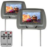 Par de Tela Encosto de Cabeça 7 Polegadas LCD TFT Universal Controle Remoto Cinza Modelo Escravo - H-tech