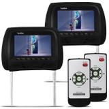 Par de Telas Encosto de Cabeça 7 Polegadas LCD Preto com Controle Remoto Modelo Escravo - Prime