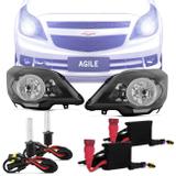 Par Farol Agile 2009 a 2015 Montana 2011 a 2019 Máscara Negra + Kit Xênon 6000K - Kit prime