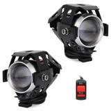 Par Farol de Milha Led U5 Moto Motocicleta Universal Branca 30w - Ideal