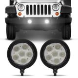 Par Farol de Milha Redondo Slim Power LED Universal 6 LEDs 12V 24V 6W Branco Auxiliar Neblina - Autopoli