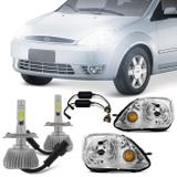 Par Farol Fiesta Hatch Sedan 2003 2004 2005 2006 2007 + Par Lâmpada Super Led 6000K - Prime