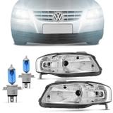 Par Farol Gol G4 2006 a 2013 Máscara Cromada + Par Lâmpadas Super Branca H4 Alper 4200K - Prime