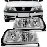 Par Farol Gol Parati Saveiro G3 2000 2001 2002 2003 2004 2005 Máscara Cromada Foco Duplo - Kit prime