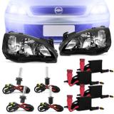 Par Farol Máscara Negra Corsa Hatch Sedan 2003 a 2012 Montana 2003 a 2010 + 2 Kits Xênon H1 H7 8000K - Prime