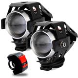 Par Farol Milha Led Auxiliar Neblina Moto U5 + Botão - Xfp
