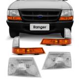 Par Farol Ranger 1998 1999 2000 2001 2002 2003 2004 Máscara Cromada + Par Pisca Cristal e Âmbar - Prime
