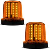 Par Giroled Luz Emergência Sinalizador 54 LEDs 12 24V Âmbar Giroflex Fixação Parafuso - Autopoli
