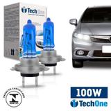 Par Lampada Super Branca H7 100W 8500K - Tech one
