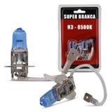 Par Lâmpada Super Brancas H3 8500K 12V 55W Efeito Xênon - Prime