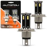 Par Lâmpadas H4 21 LEDs 6500K 12V 24V Luz Branca Carro Moto e Caminhão Modelo Original Autopoli