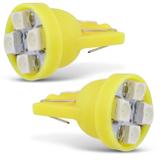 Par Lâmpadas LED T10 W5W Pingo 4 LEDs 2W 12V Luz Amarela Aplicação Farol Meia Luz - M.x.