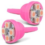 Par Lâmpadas LED T10 W5W Pingo 4 LEDs 2W 12V Luz Rosa Aplicação Farol Meia Luz - M.x.