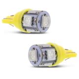 Par Lâmpadas LED T10 W5W Pingo 5 LEDs 4W 12V Luz Amarela Aplicação Farol Meia Luz - M.x.
